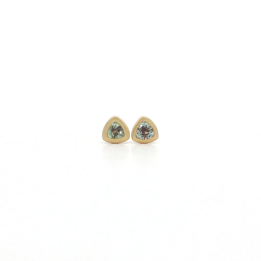 Alexandrite Trillion Bezel Earring 0.23ct 18K Yellow Gold