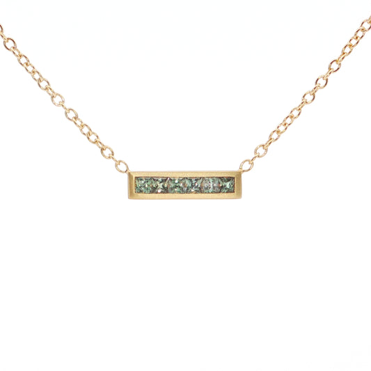 Alexandrite Princess Cut Channel Set Necklace 0.30ct 18K Yellow Gold