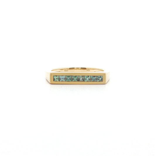 Alexandrite Princess Cut Channel Set Ring 0.38ct 18K Yellow Gold Size 7