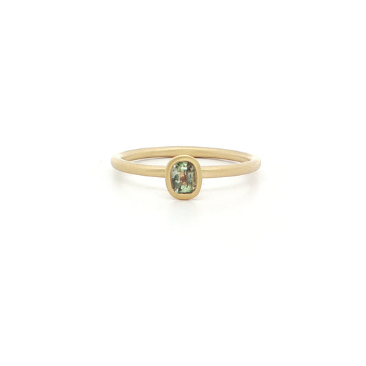 Alexandrite Cushion Yumdrop Ring 0.30ct 18K Yellow Gold Size 7