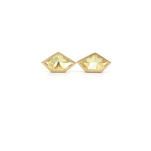 Yellow Beryl Fancy Cut Bezel Earring 1.85ct 18K Yellow Gold