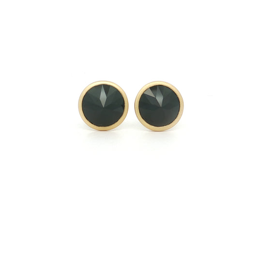 Black Spinel Round Bezel Earring 2.95ct 18K Yellow Gold (2)
