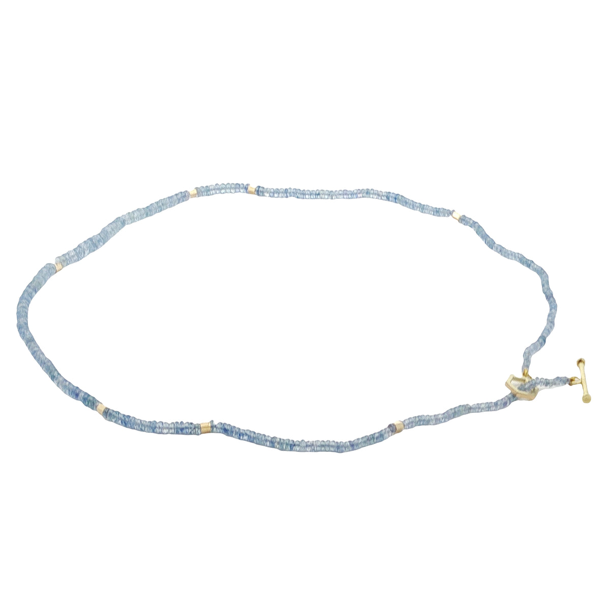 Blue Sapphire Bead Necklace 45ct 18K Yellow Gold