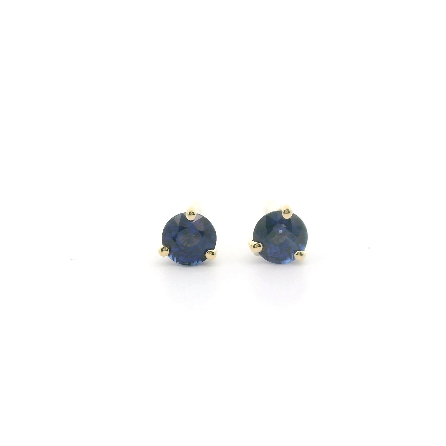 Blue Sapphire Round Martini Studs Earring 1.00ct 18K Yellow Gold