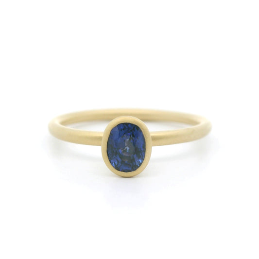 Blue Sapphire Oval Yumdrop Ring 0.70ct 18K Yellow Gold (2)