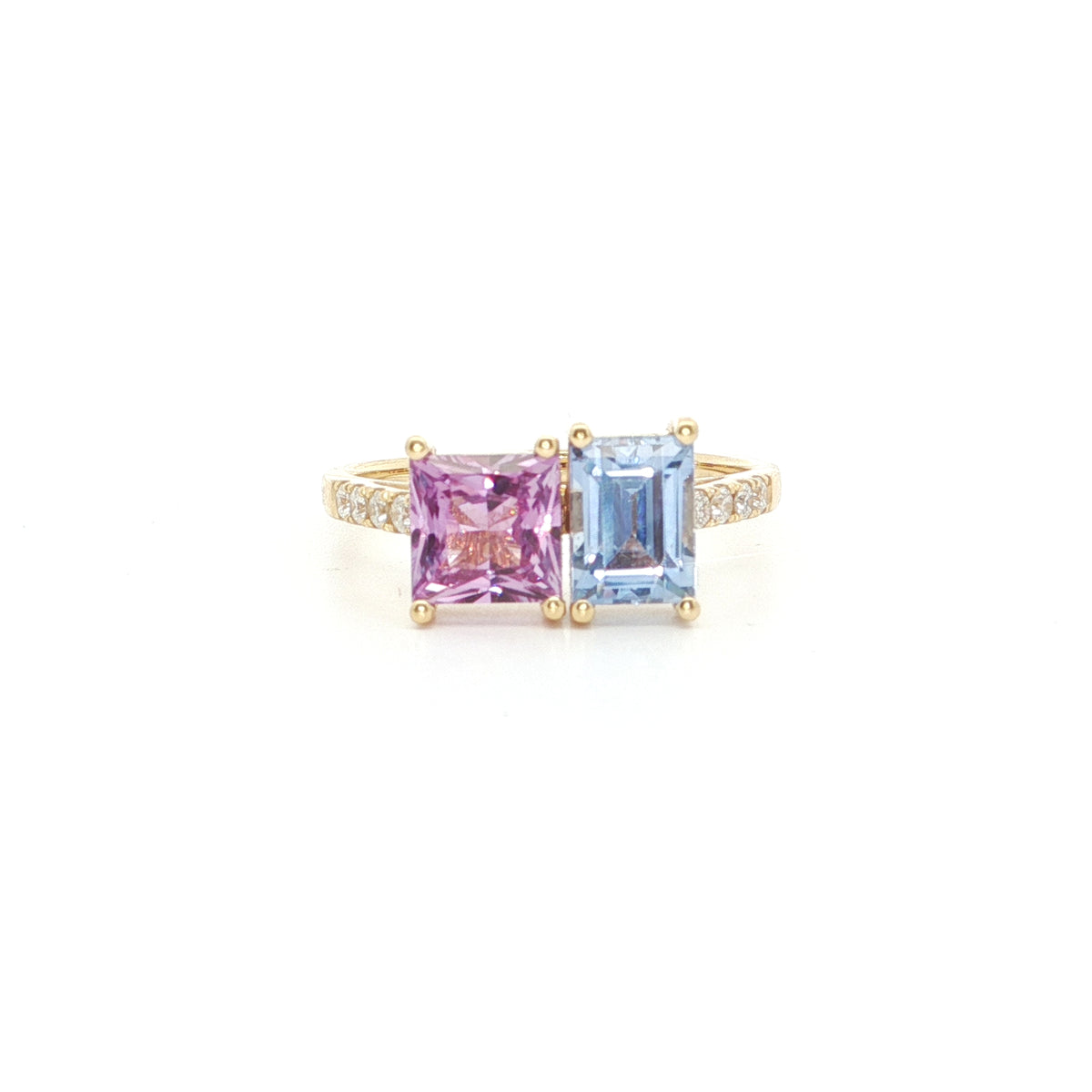 Blue Sapphire/Purple Sapphire 2 Stone Ring 1.42/1.43/0.13ct 18K Yellow Gold Size 7