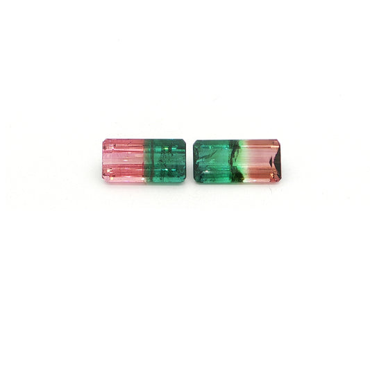 Bicolor Tourmaline Emerald Cut Matched Pair 6.05ct (H) 19x8mm 300pct