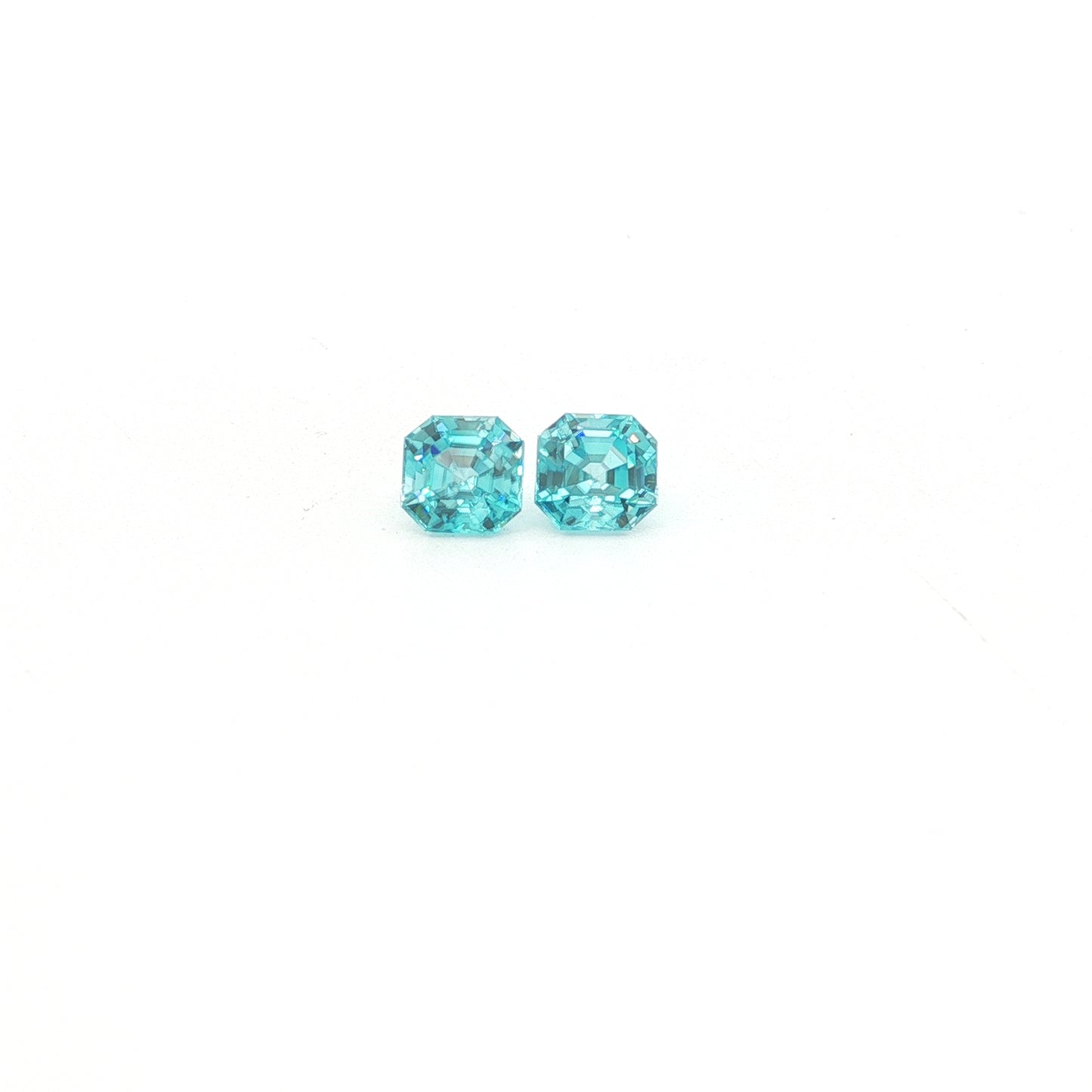 Cambodian Blue Zircon Asscher Matched Pair 1.80ct (H) 4.9x4.8mm 80pct