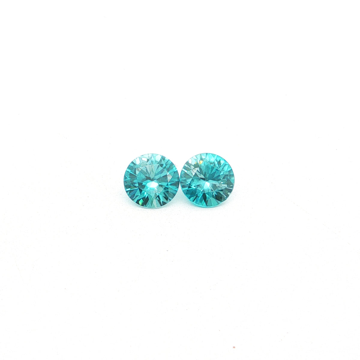 Cambodian Blue Zircon Round Matched Pair 4.16ct (H) 7.5mm