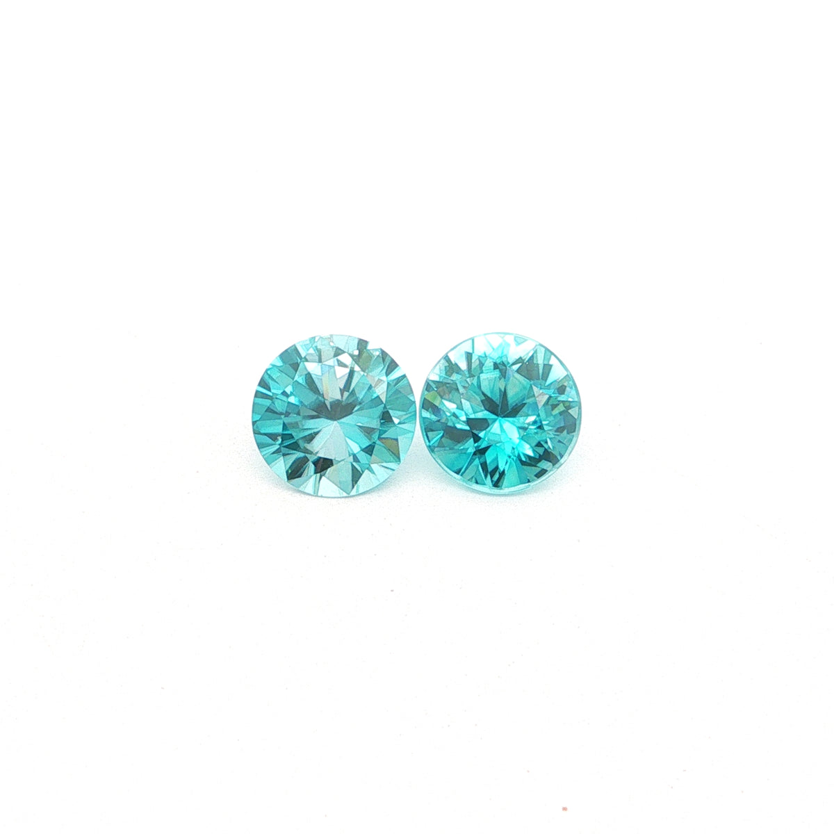 Cambodian Blue Zircon Round Matched Pair 8.97ct (H) 9.5mm