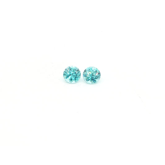 Cambodian Blue Zircon Round Matched Pair 1.30ct (H) 4.9mm 75pct