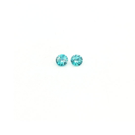 Cambodian Blue Zircon Round Matched Pair 1.03ct (H) 4.5mm 70pct