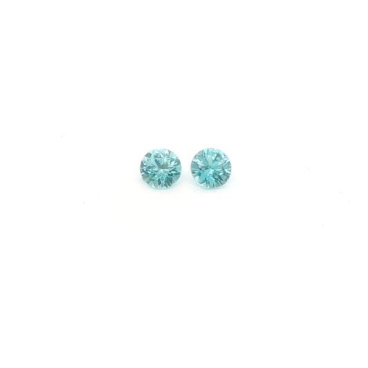 Blue Zircon Round Matched Pair 1.47ct (H) 5mm 70pct