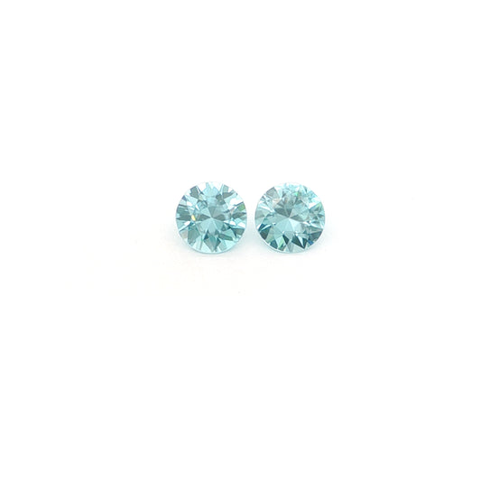 Blue Zircon Round Matched Pair 2.82ct (H) 6.5mm 90pct