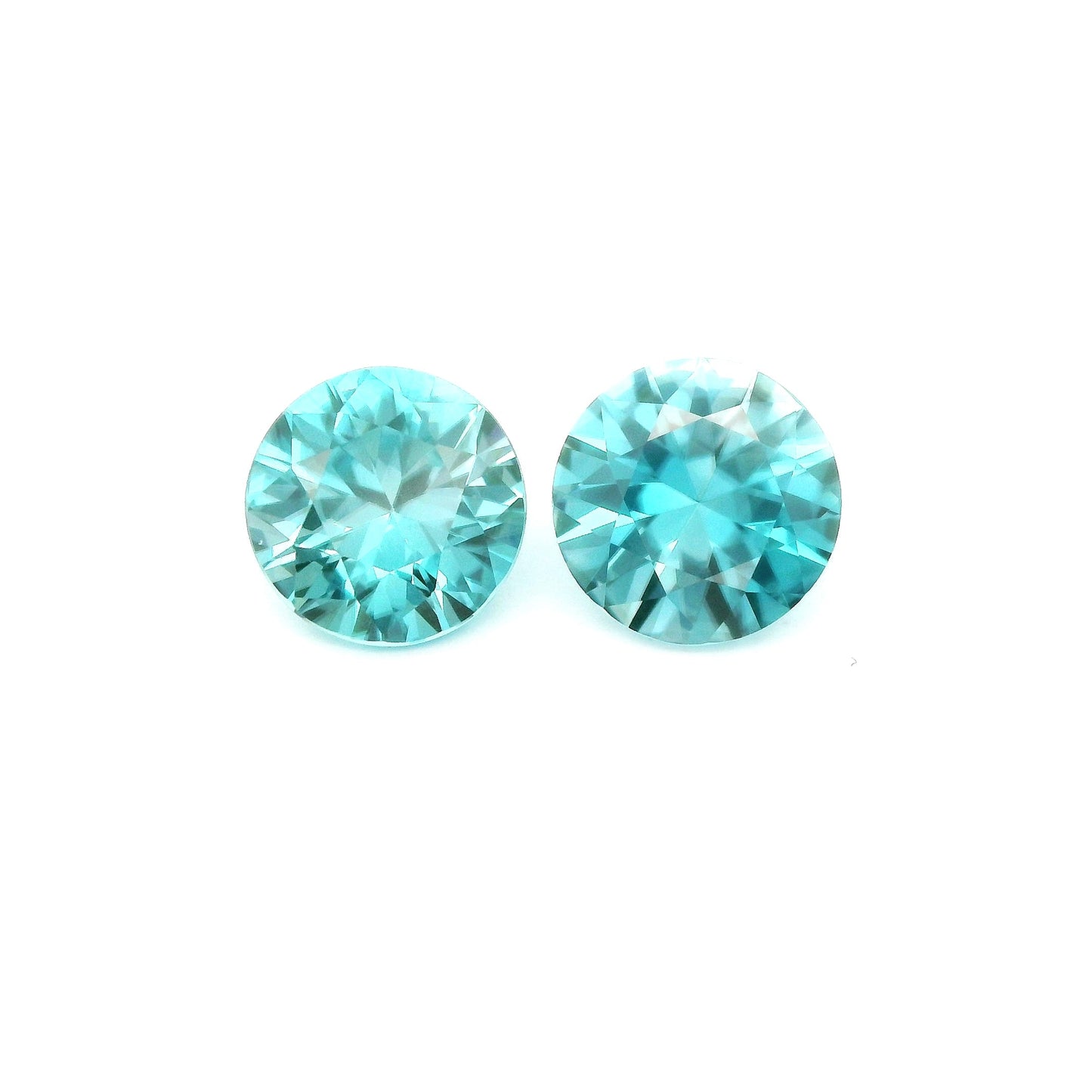 Blue Zircon Round Matched Pair 3.62ct (H) 7mm 165pct
