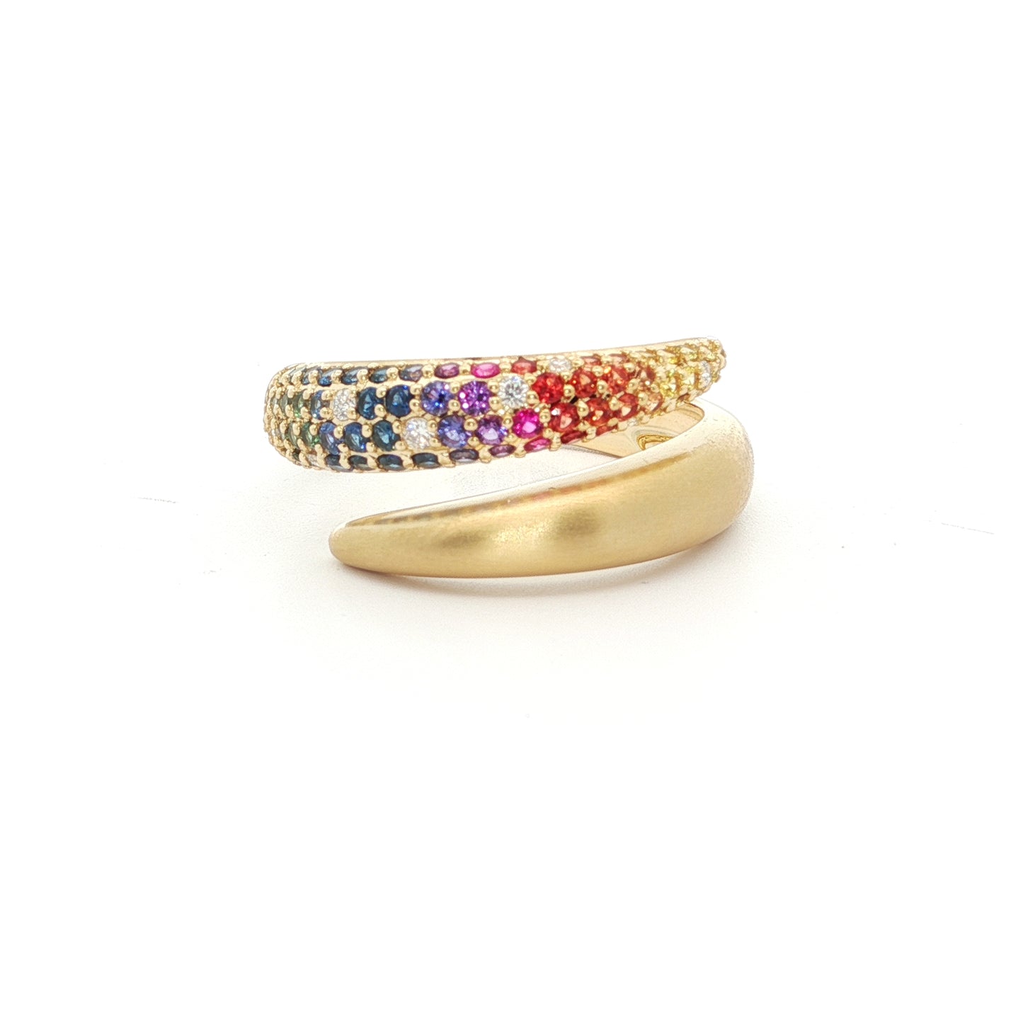 Rainbow/Diamond Pave Snake Ring 0.60/0.08ct 18K Yellow Gold Size 7 (2)