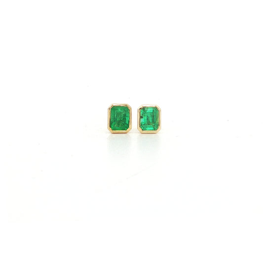 Emerald Cut Bezel Earring 0.41ct 18K Yellow Gold