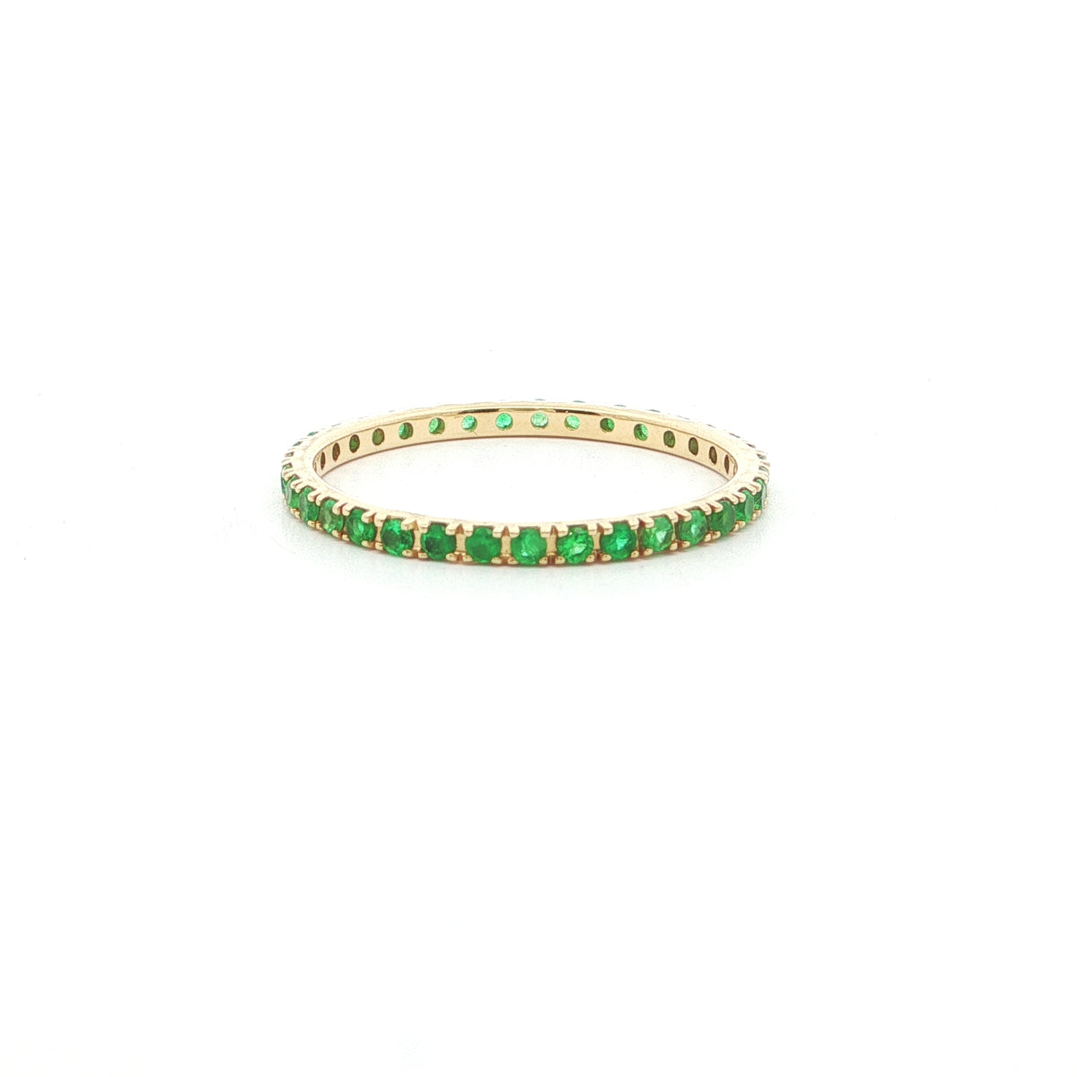 Emerald Eternity Band Ring ~0.30ct 18K Yellow Gold Size 7
