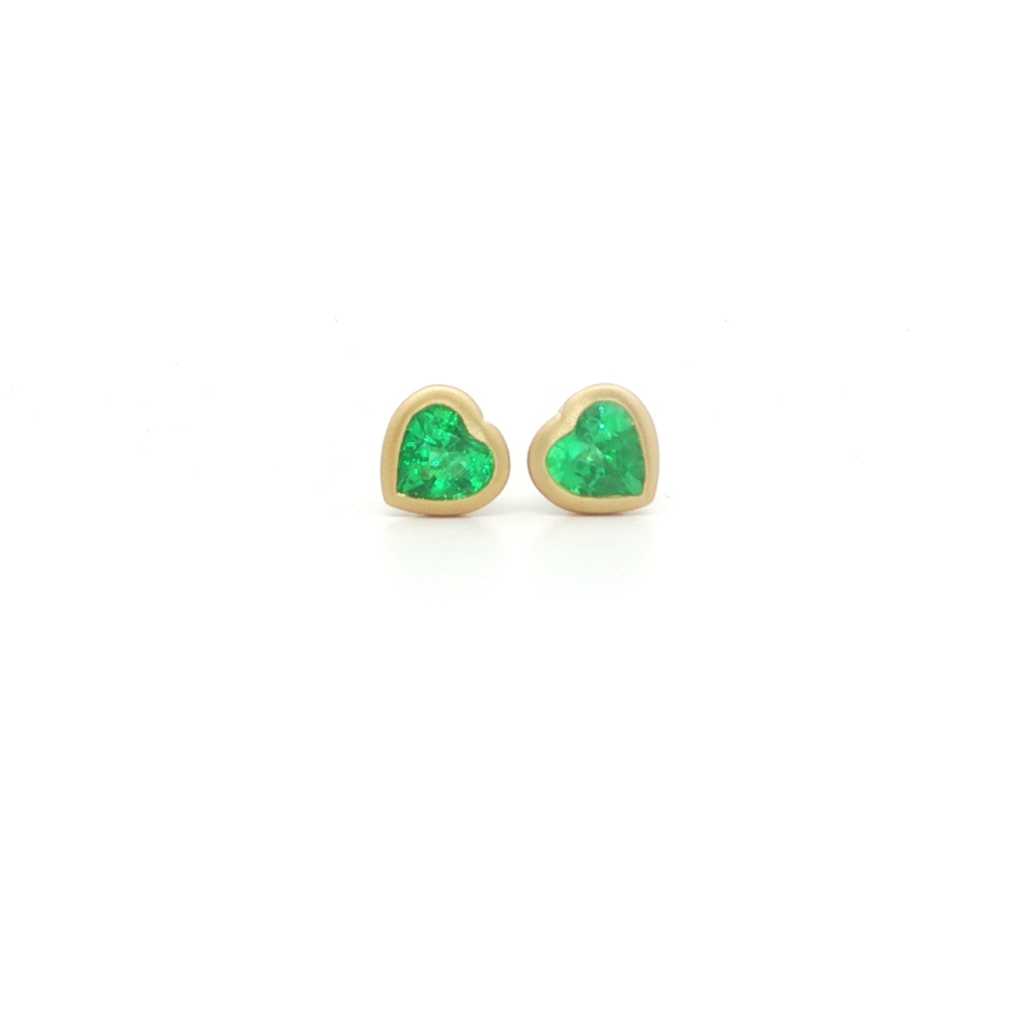 Emerald Heart Bezel Earring 0.55ct 18K Yellow Gold