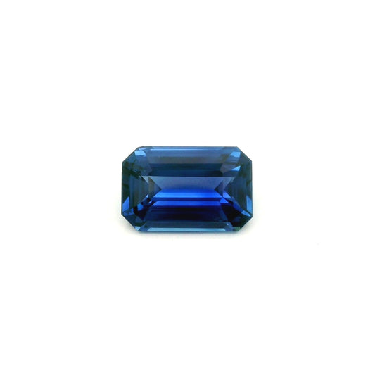 Ceylon Blue Sapphire Champagne Diamond Emerald Cut 6.07ct (H) 12.65x8.23mm Certified 3900pct