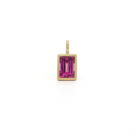 Purple Garnet Baguette Bezel Pendant 1.55ct 18K Yellow Gold