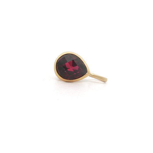 Rhodolite Garnet Pear Shape Bezel Pendant 3.57ct 18K Yellow Gold