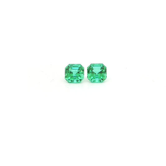 Brazilian Green Tourmaline Asscher Matched Pair 1.37ct (H) 5mm 600pct