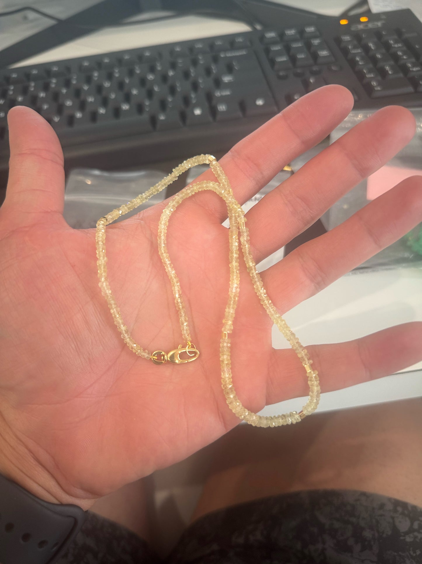 Yellow Sapphire Bead Necklace 18K Yellow Gold