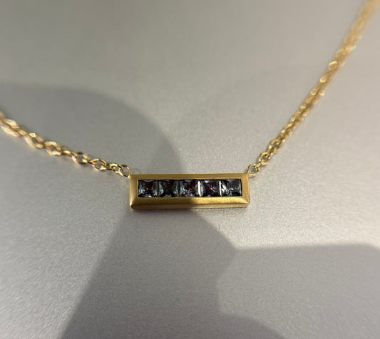 Alexandrite Princess Cut Channel Set Necklace 0.26ct 18K Yellow Gold