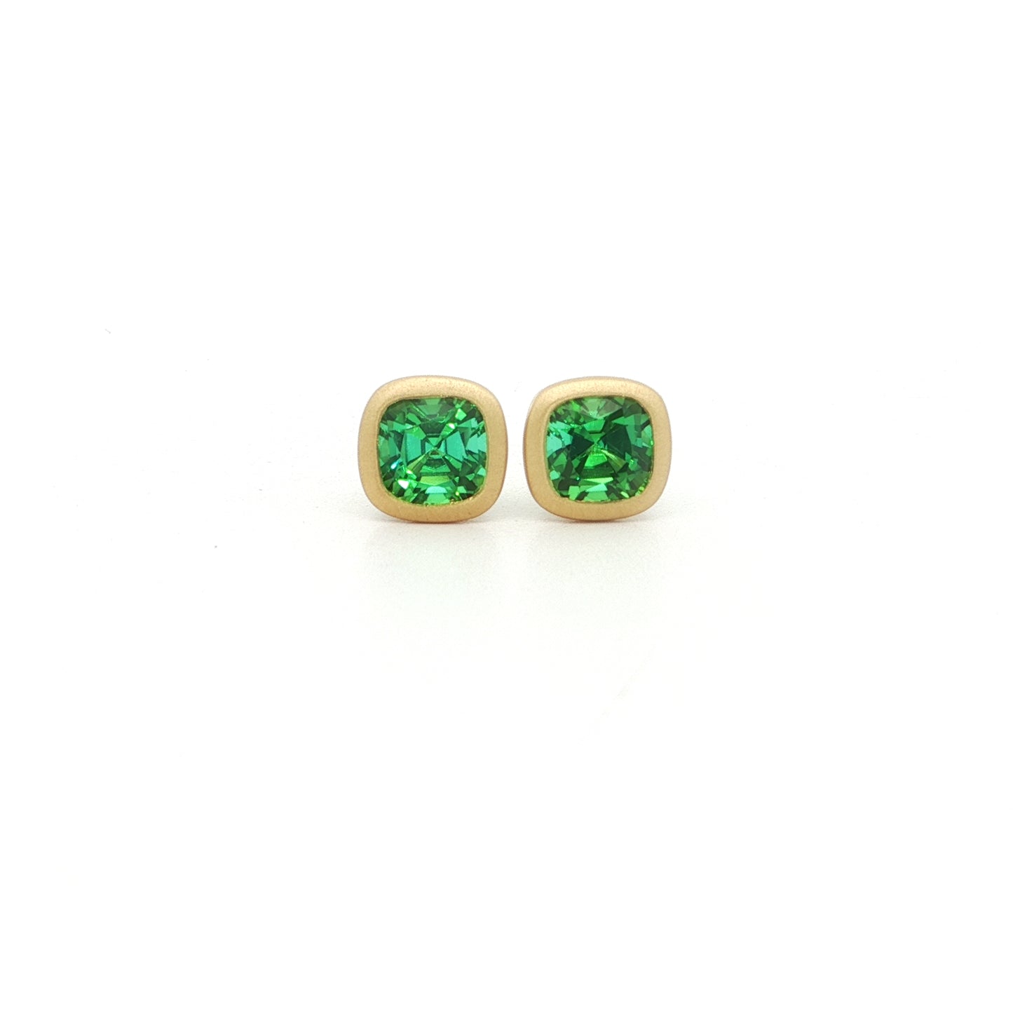 Lagoon Tourmaline Cushion Bezel Earring 1.44ct 18K Yellow Gold