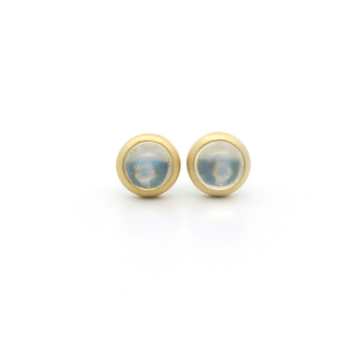 Moonstone Round Bezel Earring 0.92ct 18K Yellow Gold