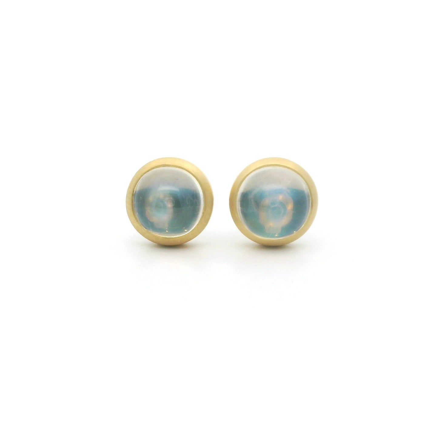 Moonstone Round Bezel Earring 1.99ct 18K Yellow Gold