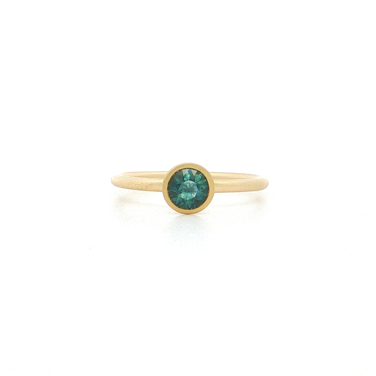 Montana Sapphire Round Yumdrop Ring 0.53ct 18K Yellow Gold Size 7