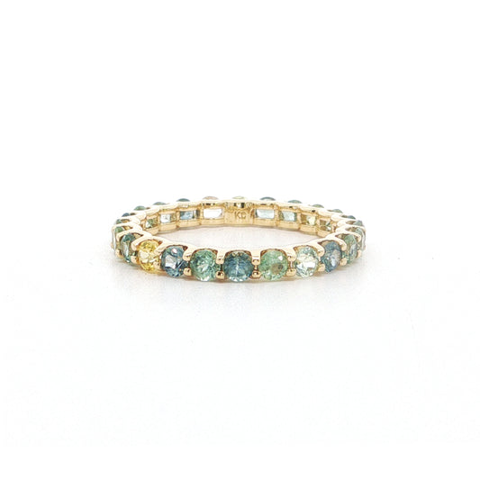 Montana Sapphire 2mm Eternity Band Ring 2.02ct 18K Yellow Gold Size 6.5