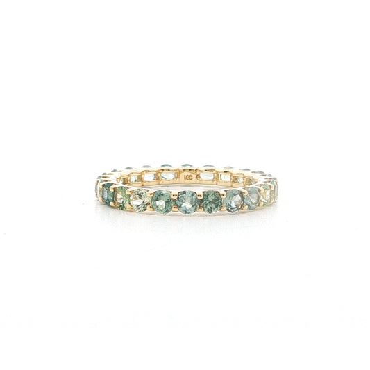 Montana Sapphire 2mm Eternity Band Ring 2.22ct 18K Yellow Gold Size 6.5