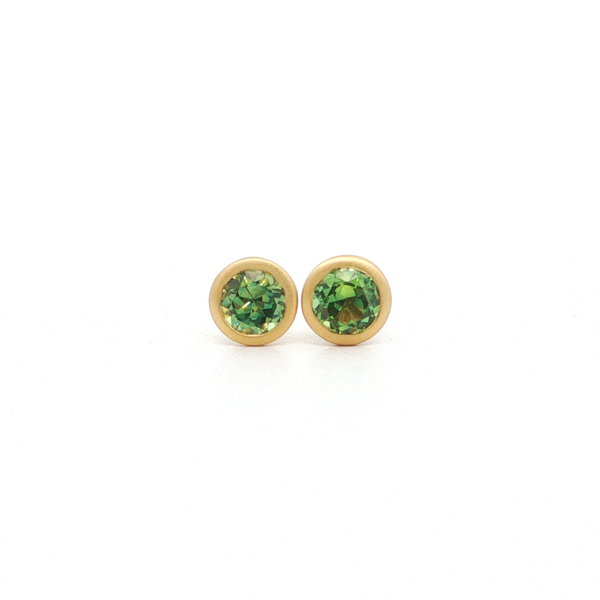 Montana Sapphire Round Bezel Earring 1.04ct 18K Yellow Gold