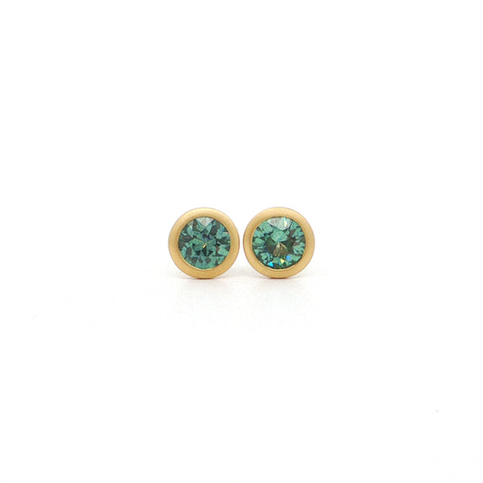 Montana Sapphire Round Bezel Earring 1.09ct 18K Yellow Gold
