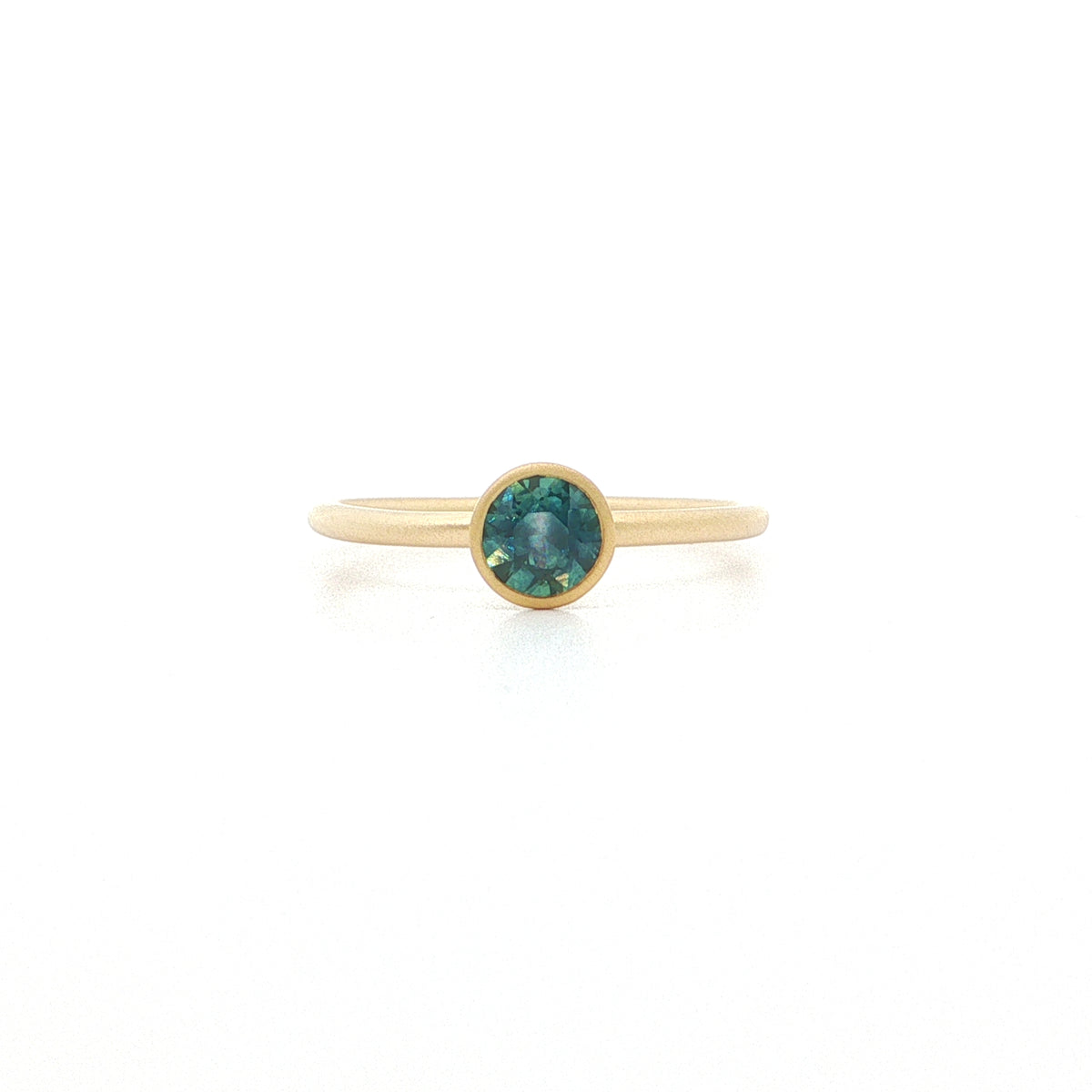 Montana Sapphire Round Yumdrop Ring 1.07ct 18K Yellow Gold Size 7
