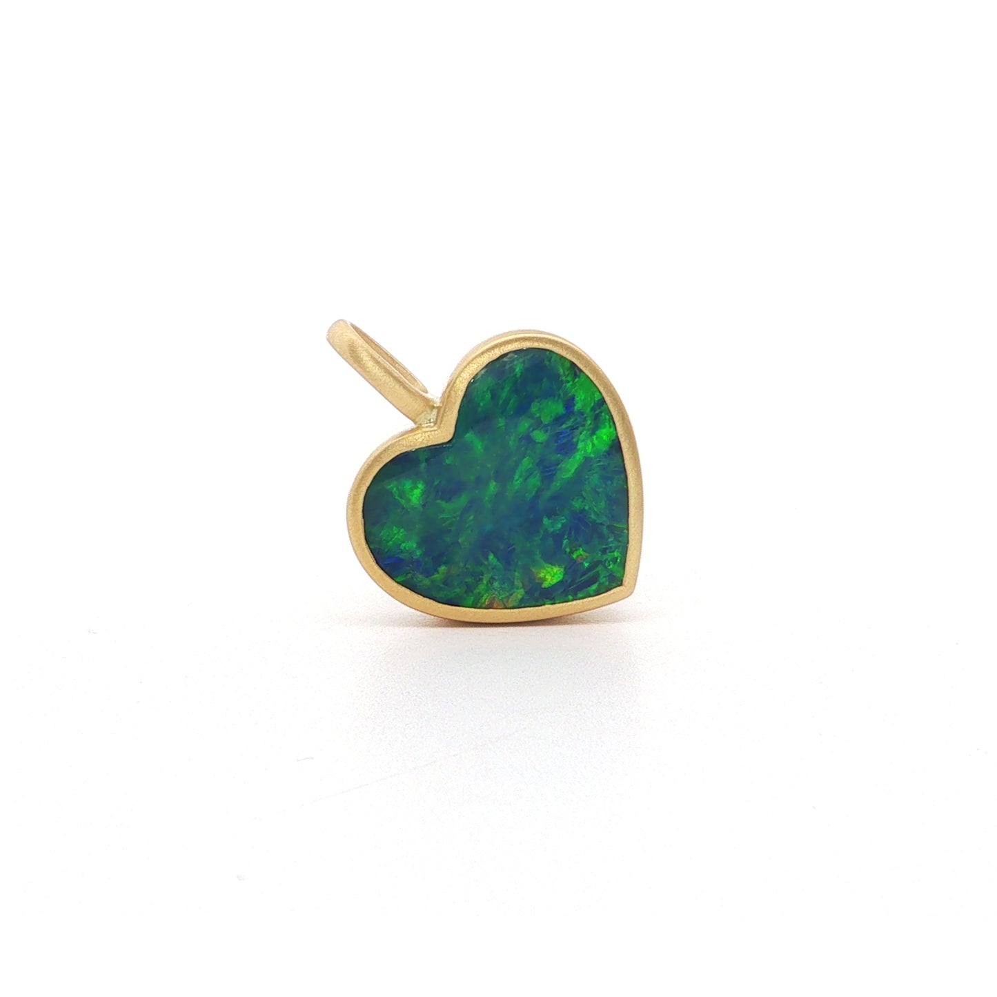Opal Heart Bezel Pendant 3.08ct 18K Yellow Gold