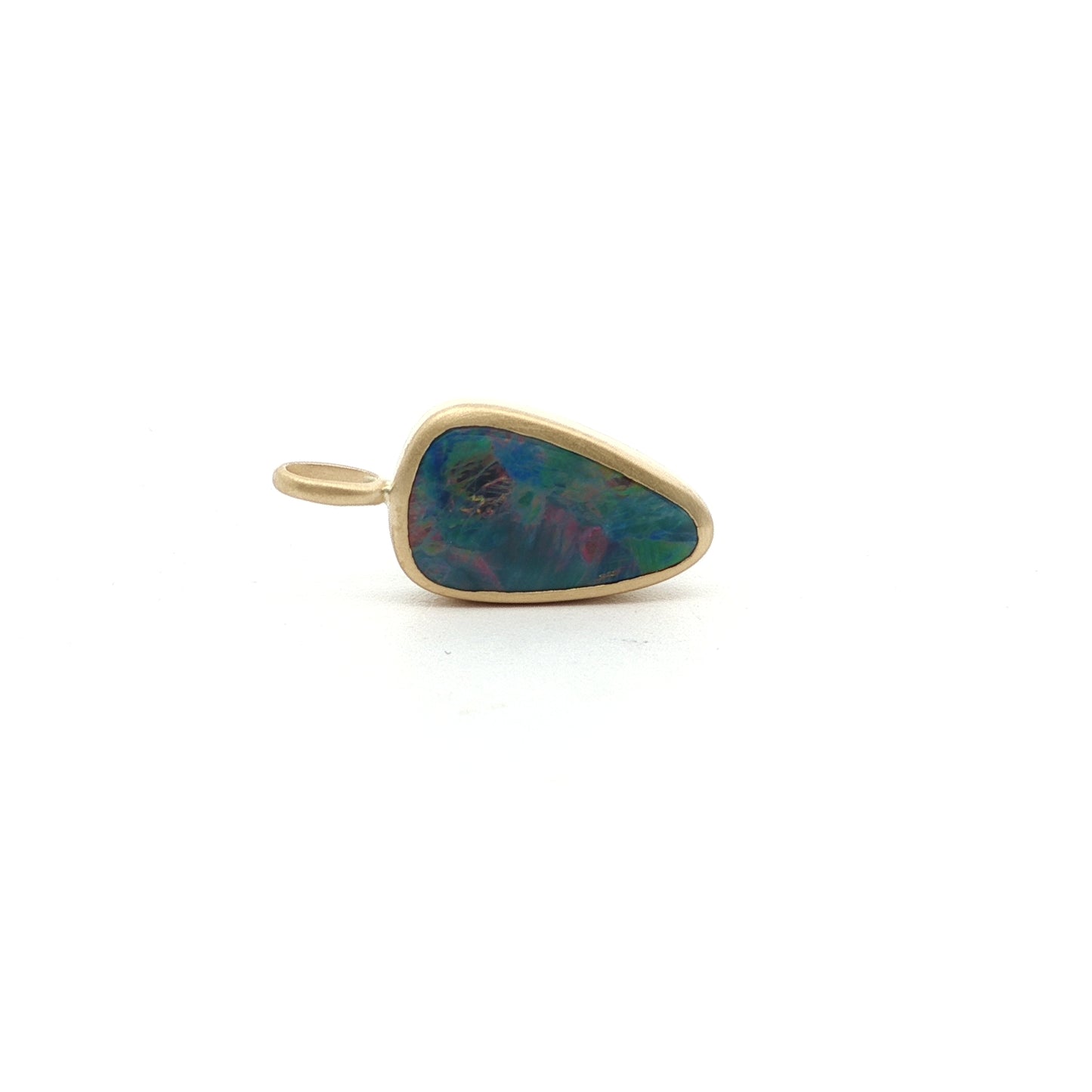 Opal Fancy Cut Bezel Pendant 1.69ct 18K Yellow Gold