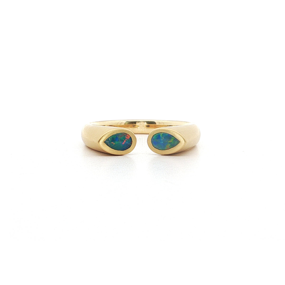 Opal Pear Shape Hug Ring 0.30ct 18K Yellow Gold Size 7.25