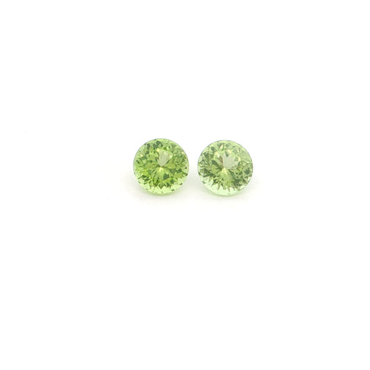 Pakistani Peridot Round Matched Pair 2.58ct (N) 6.5mm (3) 70pct