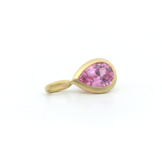 Pink Sapphire Pear Shape Bezel Pendant 0.66ct 18K Yellow Gold