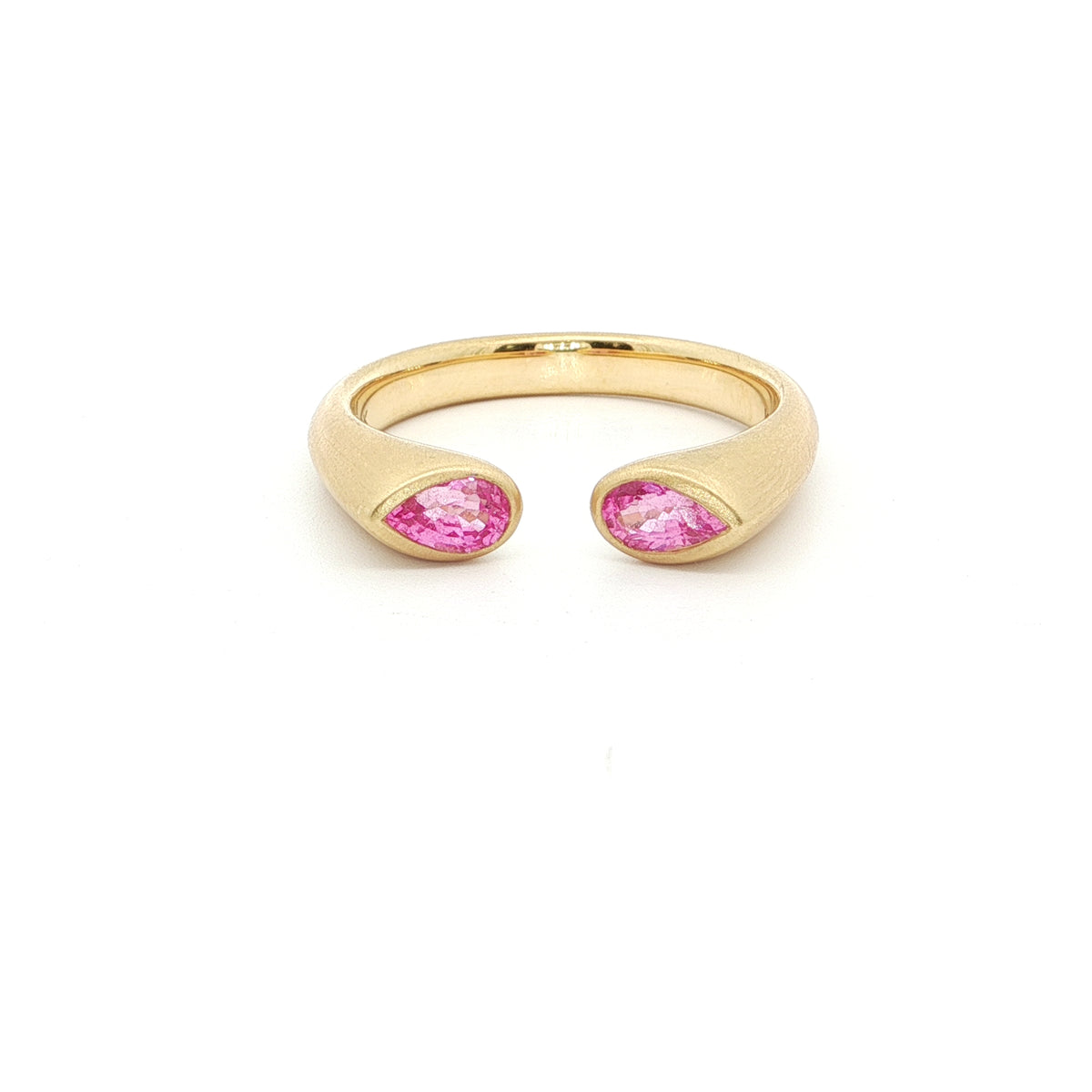 Pink Sapphire Pear Shape Hug Ring 0.50ct 18K Yellow Gold Size 7.25