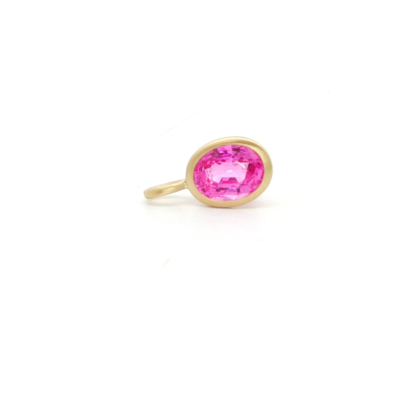 Pink Sapphire Oval Bezel Pendant 1.33ct 18K Yellow Gold