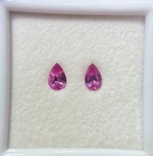 Pink Sapphire Pear Shape Matched Pair 1.27ct (H) 4.5x7.1mm 1200pct