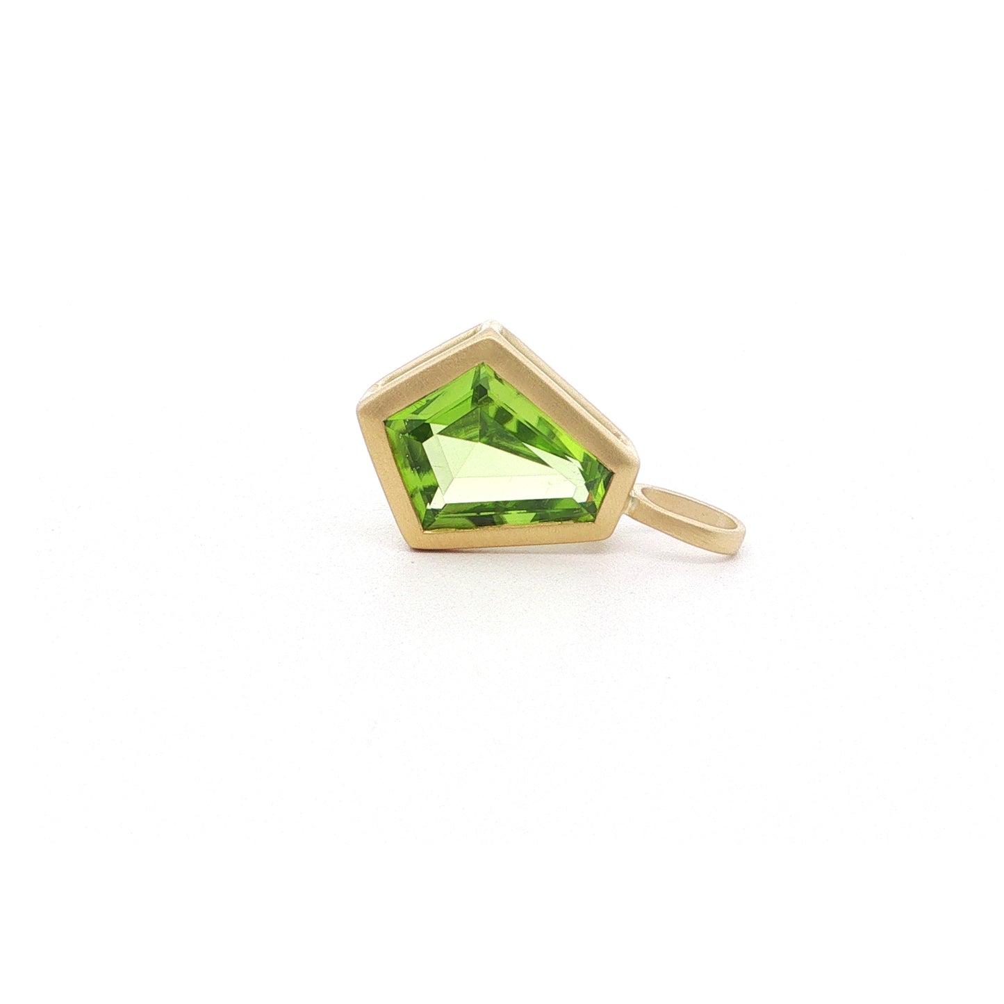 Peridot Fancy Cut Bezel Pendant 2.22ct 18K Yellow Gold