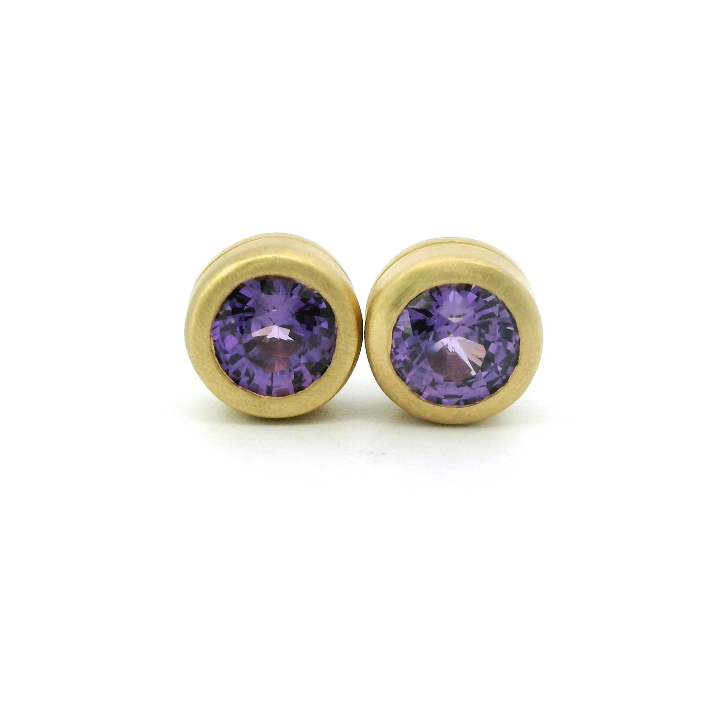 Purple Sapphire Round Bezel Earring 1.22ct