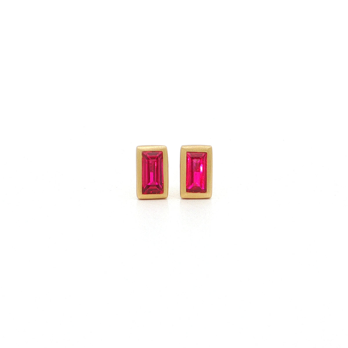 Ruby Baguette Bezel Earring 0.44ct 18K Yellow Gold