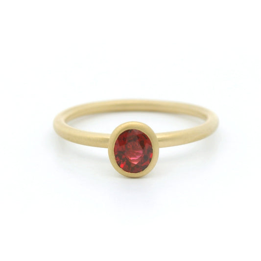 Ruby Oval Yumdrop Ring 0.45ct 18K Yellow Gold Size 7